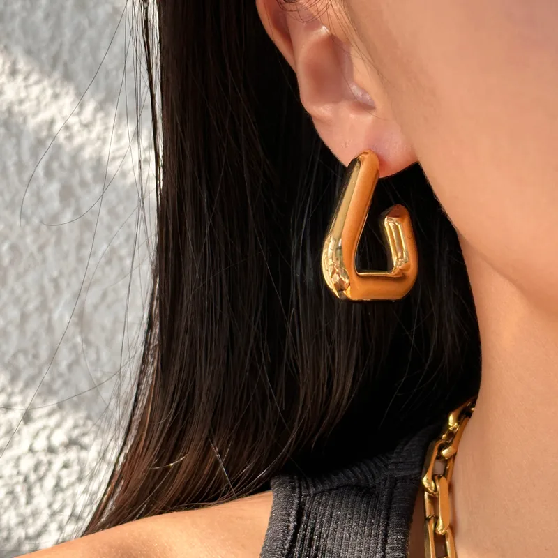 Wholesale 1 Pair IG Style Classic Style Solid Color Plating 304 Stainless Steel 14K Gold Plated Stainless Steel Earrings