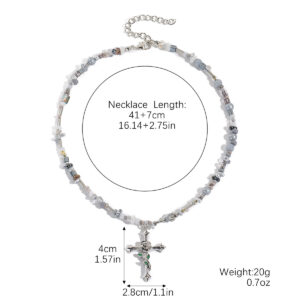N2501-6 cross gray rice bead chain