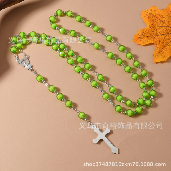Wholesale 8mm Earth Bead Medium Bead Cross Rosary Necklace