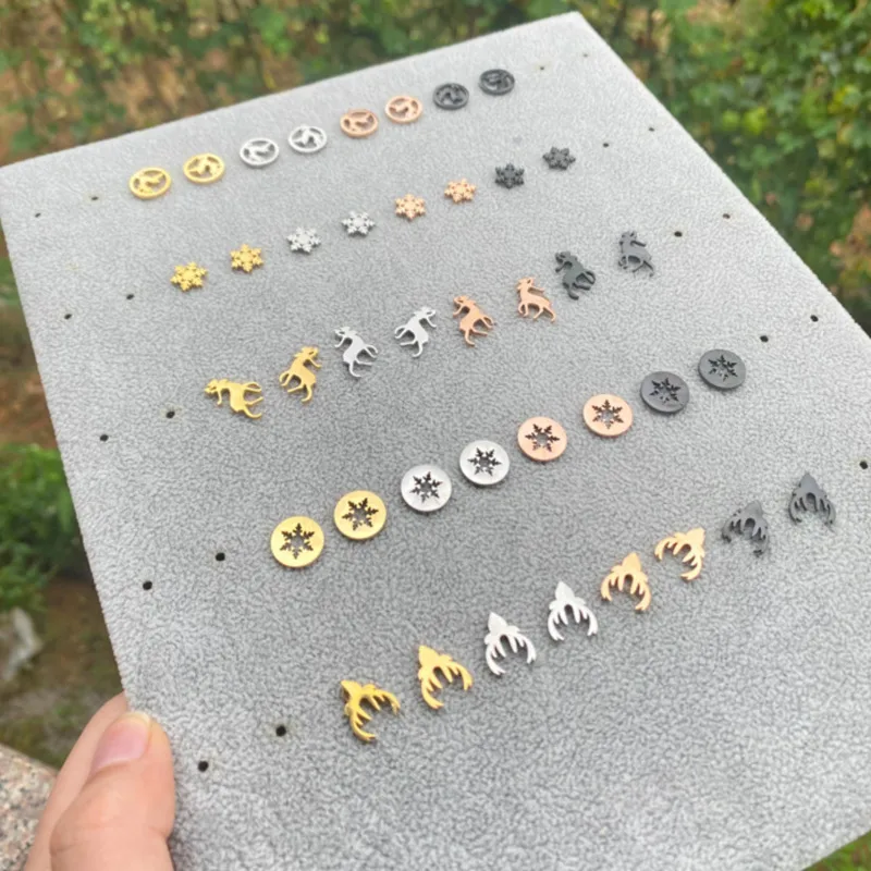 Wholesale PVD Coated 18K Gold Real Gold Plated Christmas Tree 304 Stainless Steel Fashion Waterproof Non Tarnish Ear Studs