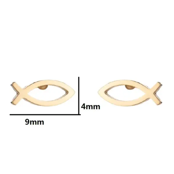 PVD Coated 18K Gold Real Gold Plated Fish 304 Stainless Steel Simple Style Waterproof Non Tarnish Ear Studs