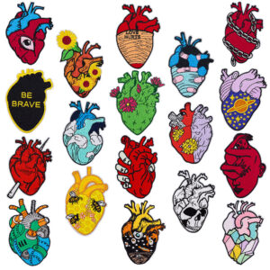 Wholesale Heart-shaped embroidered fabric patches in various heart designs