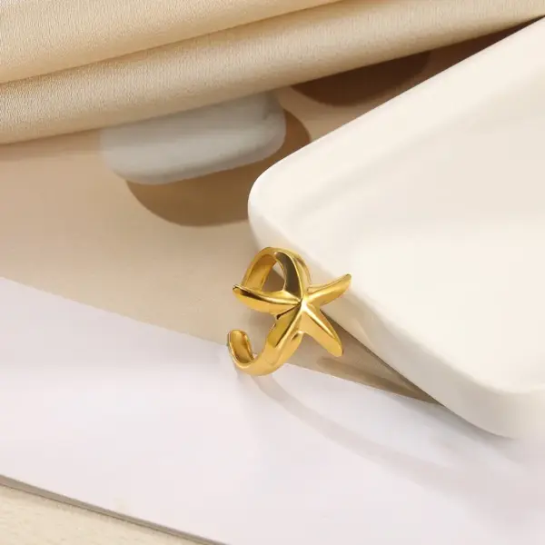 Wholesale 304 Stainless Steel Geometric Heart Shape Flower PVD Coated Stone-Free 18K Real Gold Plated IG Style Classic Style Waterproof Non Tarnish Plating Open Rings