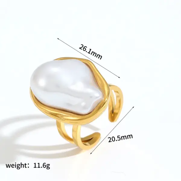 Wholesale PVD Coated Real Gold Plated 18K Gold Conch 304 Stainless Steel Vacation Classic Style Waterproof Non Tarnish Rings