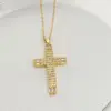 Wholesale Jewelry Commute Cross 201 Stainless Steel Glass Zircon Gold Plated Silver Plated Inlay Stainless Steel Necklaces