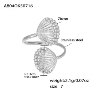 A804-Steel 5A Zircon Ring-7 / 7