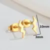Wholesale PVD Coated 18K Gold Real Gold Plated Heart Shape Key Lightning 304 Stainless Steel Fashion Waterproof Non Tarnish Ear Studs