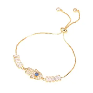 Wholesale Fatifa Palm Bracelet Blue Eye Pendant Micro Diamond Set Bracelet Wholesale