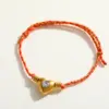 Wholesale Handmade Love Heart Pendant Zircon Embedded Stainless Steel 18K Gold Plated Cotton Rope Bracelet Sweet Cute Jewelry Accessory