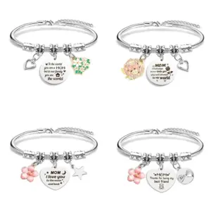 Wholesale Simple Style Classic Style Letter 201 Stainless Steel Alloy Bangle In Bulk