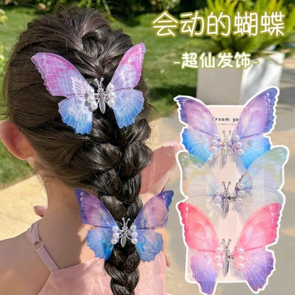 Wholesale TikTok New Pearl Smart Butterfly Hairpin Moving Butterfly Hairpin Children's Headwear Girl's Antique Hair Accessories
