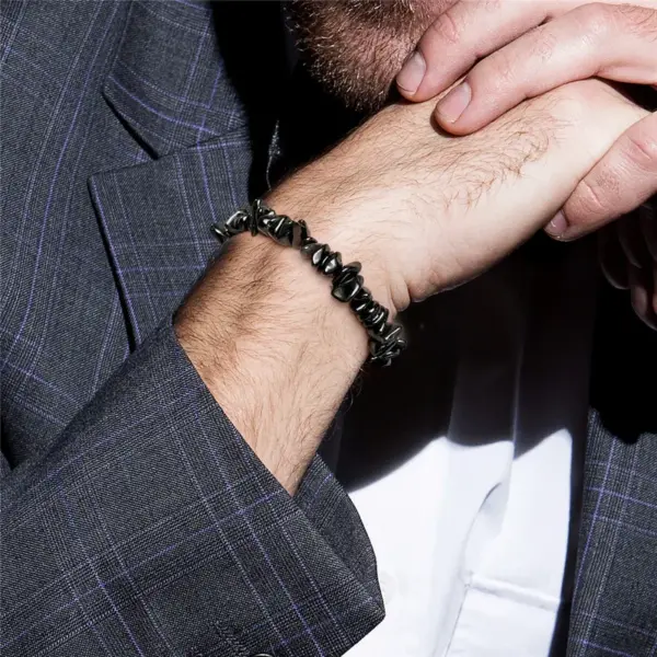 Multicolor Stone Beads Elastic Rope Business Style Bracelet Vintage Geometric Pattern Unisex Hand Chain Jewelry