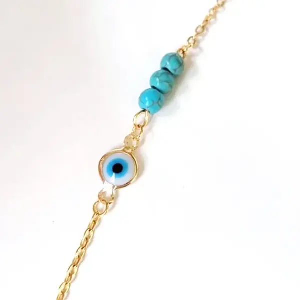 Wholesale Retro Devil's Eye Stainless Steel Turquoise Plating 18k Gold Plated Bracelets