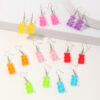 Wholesale Jelly-colored resin cute bear girl earrings