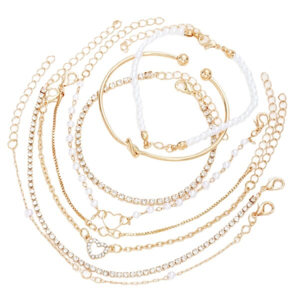 Wholesale Cross-border Europe and the United States semi-managed new fashion knot point drill zircon love bracelet 8 piece set about temperament women's jewelry