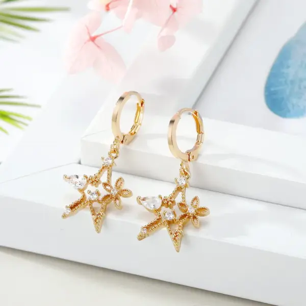 Retro Fashion Ethnic Style Copper Artificial Gemstones Earrings