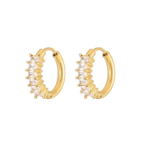 Wholesale PVD Coated Real Gold Plated Geometric 304 Stainless Steel Simple Style Waterproof Non Tarnish Earrings