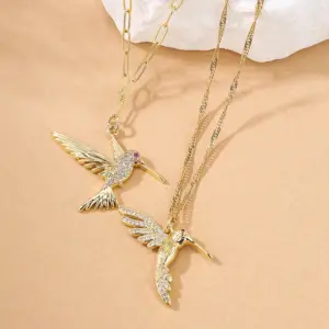 Wholesale Fashion Bird Copper Zircon Pendant Necklace In Bulk