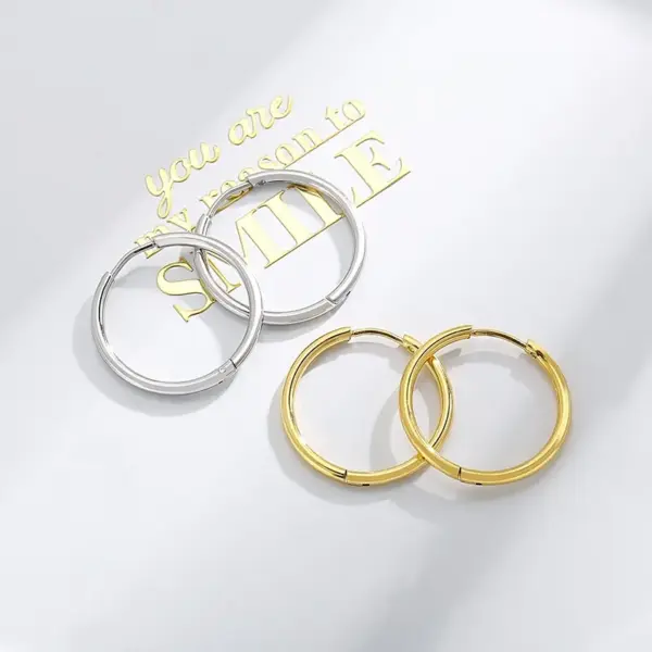 304 Stainless Steel Geometric PVD Coated 18K Real Gold Plated Streetwear Waterproof Non Tarnish Hoop Earrings