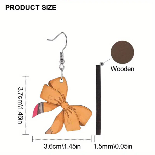 oly-8c71a4af48685248faf5ca41def4f76e Wholesale Back-to-school creative pencil bow wooden earrings