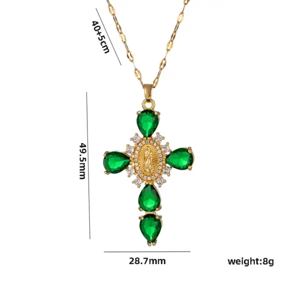 Ion Plating (IP) Real Gold Plated Cross Stainless Steel Shiny Waterproof Non Tarnish Titanium Steel Pendant Necklace