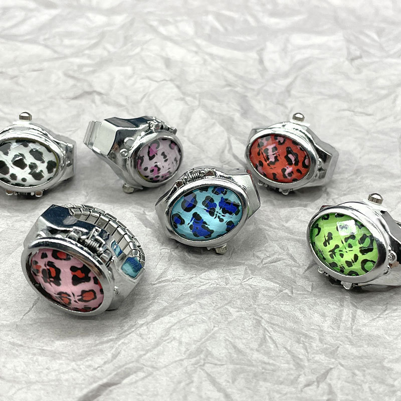 Wholesale [Ring watch] hot sale flip leopard gem personality fashion creative cole retro finger watch factory direct batch