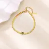 Versatile Heart Shaped Birthday Stone Flat Snake Chain Bracelet 18K Gold Plated Snake Skin Minimalist Creative INS Style Women's Bracelet