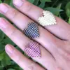 Wholesale Simple Style Heart Shape Copper Rings Inlay Zircon Copper Rings