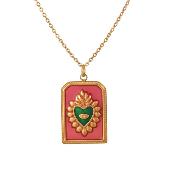 Double Heart Pendant Necklace Diamond Embedded Titanium Steel Love Lockbone Chain Fashion Accessory For Women