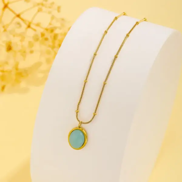 Wholesale PVD Coated Real Gold Plated 18K Gold Geometric Titanium Steel Elegant Waterproof Non Tarnish 304 Stainless Steel Pendant Necklace