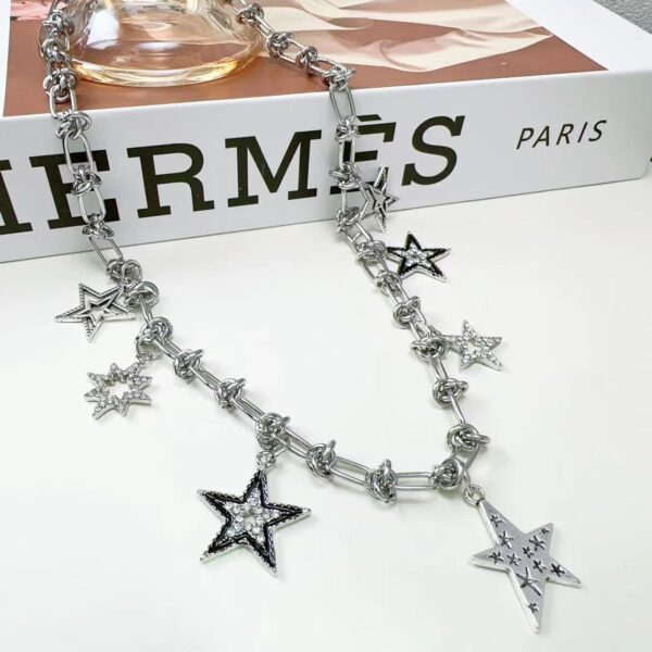 oly-8c953f97e8505b0a6e91bf346a112cbf Wholesale Sweet Cool Girl Zirconium Five-pointed Star Pendant Necklace Niche Design Sweet Cool Style Personality Retro Metal Necklace Women