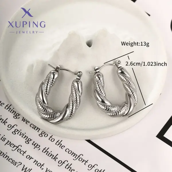 Wholesale 1 Pair Retro XUPING Simple Style Geometric Knot 304 Stainless Steel Earrings