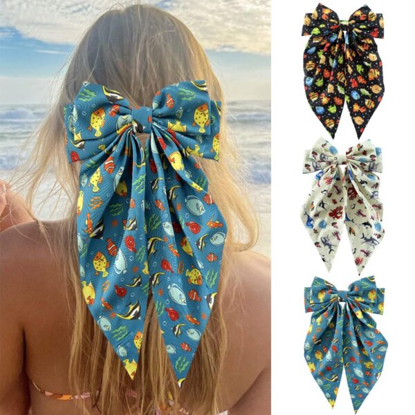 Wholesale New Turtle Hairpin Holiday Style Bow Streamer Spring Clip Whale Shark Ocean Series Hairpin Hair Accessories