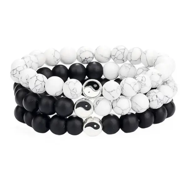 Wholesale Simple Style Round Alloy Natural Stone Beaded Bracelets 1 Piece