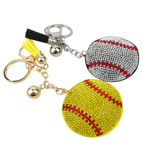 Wholesale New creative gifts, hot drill, hot figure and diamond-encrusted baseball keychain, small souvenirs for moving events