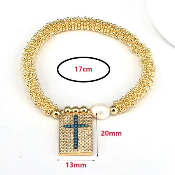 Wholesale Copper 18K Gold Plated Elegant Vintage Style Luxurious Plating Inlay Cross Heart Shape Zircon Bracelets