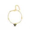 Wholesale PVD Coated Real Gold Plated Bow Knot 201 Stainless Steel Artificial Crystal Elegant Simple Style Classic Style Waterproof Non Tarnish 201 Stainless Steel Bracelets
