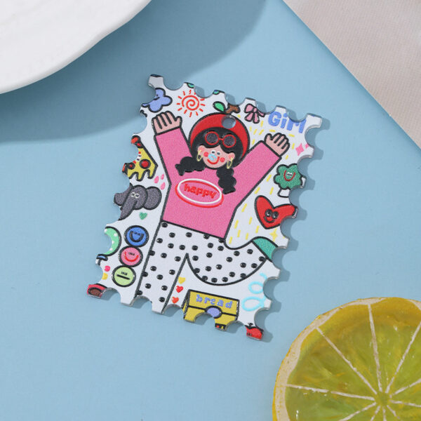 Wholesale 10pcs/pack Acrylic Printed Tag Pendant DIY Phone Chain Keychain