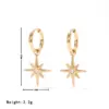 Ion Plating (IP) 16K Gold Real Gold Plated Eight Awn Star 304 Stainless Steel Elegant Classic Style Waterproof Non Tarnish Drop Earrings
