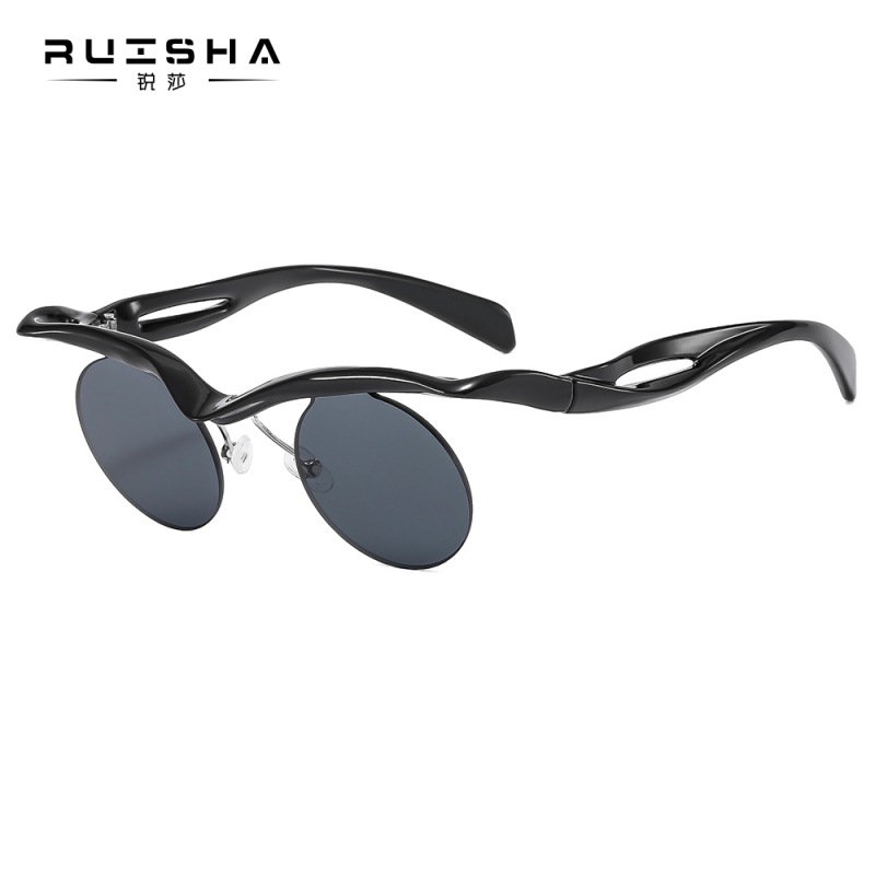 Wholesale New cross-glasses European and American sunglasses women's round frame sunglasses men's high-grade sense special-shaped half-frame eyebrows