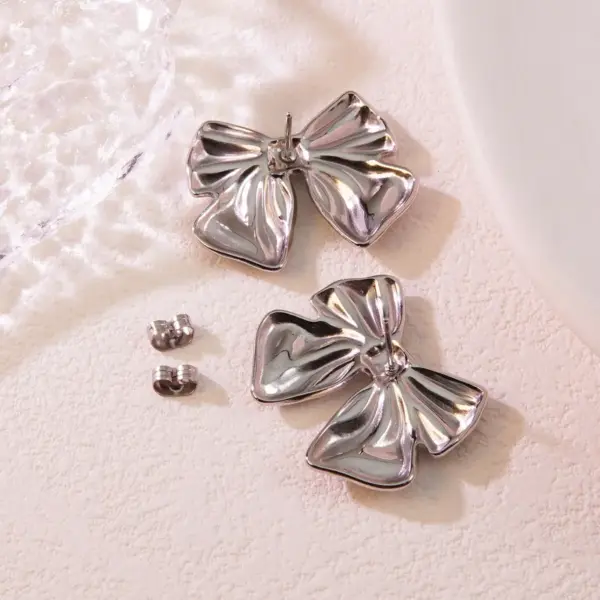 oly-8cb297350747b804a8ebda827bd6e825 Wholesale 1 Pair Casual Simple Style Classic Style Bow Knot 304 Stainless Steel Imitation Gold Electroplating Ear Studs