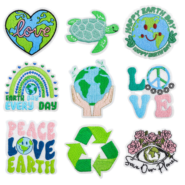 Wholesale Earth Environmental Protection Green Embroidered Cloth Patch
