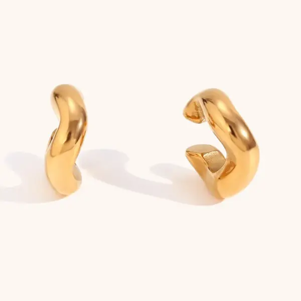 Wholesale PVD Coated Real Gold Plated Geometric Stainless Steel Basic Classic Style Waterproof Non Tarnish Ear Cuffs