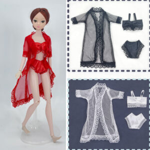 Wholesale Toy Doll Wedding Dress Intimates Pajamas Black Pink Red Doll Three-Piece Set Dress up