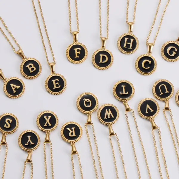 Wholesale Jewelry Fashion Letter 304 Stainless Steel No Inlaid 18K Gold Plated Plating Stainless Steel Necklaces