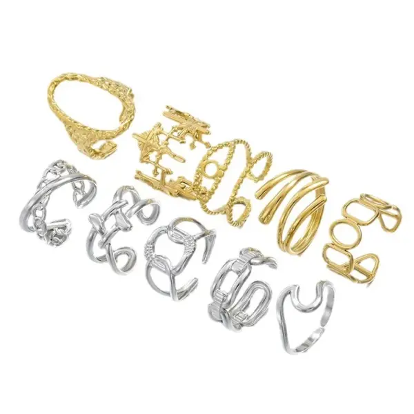 Wholesale Jewelry Elegant Leaves Flower Titanium Steel Open Rings