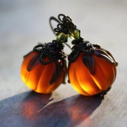 Wholesale Vintage Halloween Pumpkin Pendant Teardrop Earrings