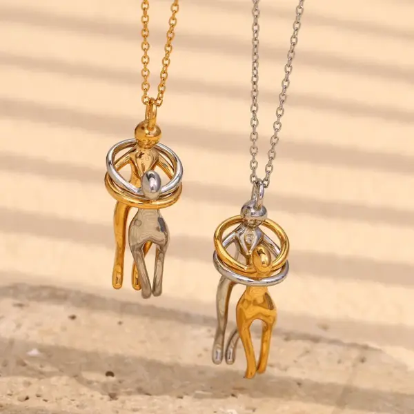 Wholesale PVD Coated Real Gold Plated 18K Human 304 Stainless Steel Vintage Style Classic Waterproof Non Tarnish Pendant Necklace