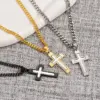 Titanium Steel Cross PVD Coated Silver Plated Casual Hip-Hop Plating Pendant Necklace