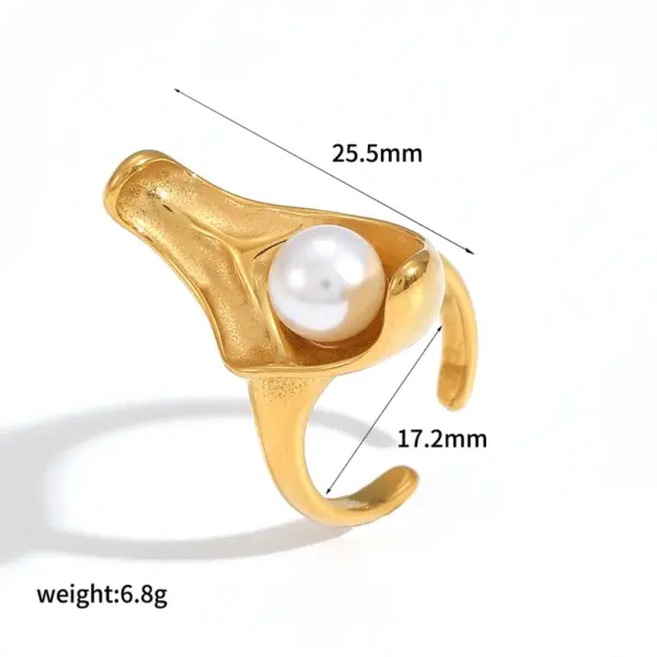 Wholesale PVD Coated Real Gold Plated 18K Gold Conch 304 Stainless Steel Vacation Classic Style Waterproof Non Tarnish Rings